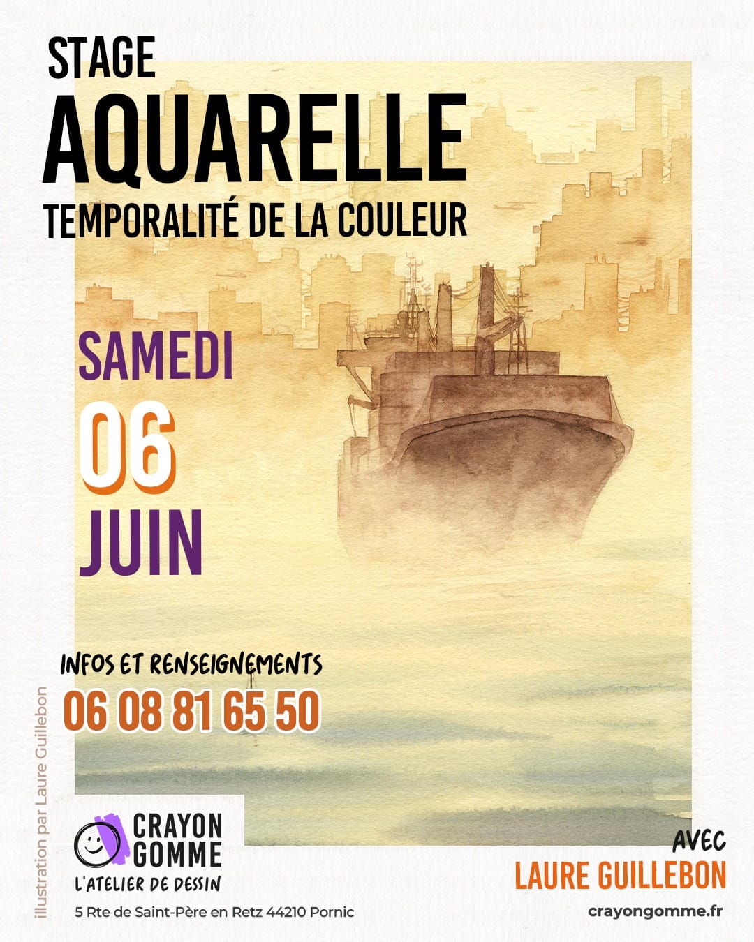 Stage aquarelle à Pornic samedi 6 juin