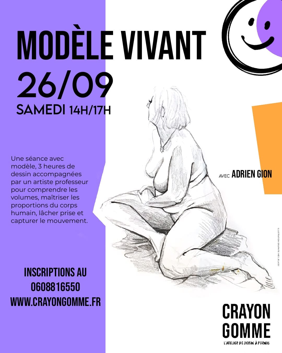 Séance Modèle Vivant à Pornic | Atelier Crayon Gomme