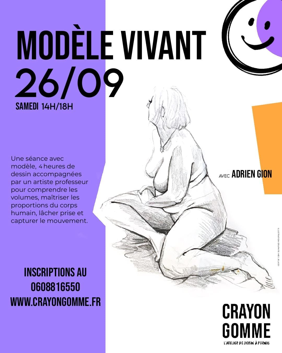 Séance Modèle Vivant à Pornic | Atelier Crayon Gomme
